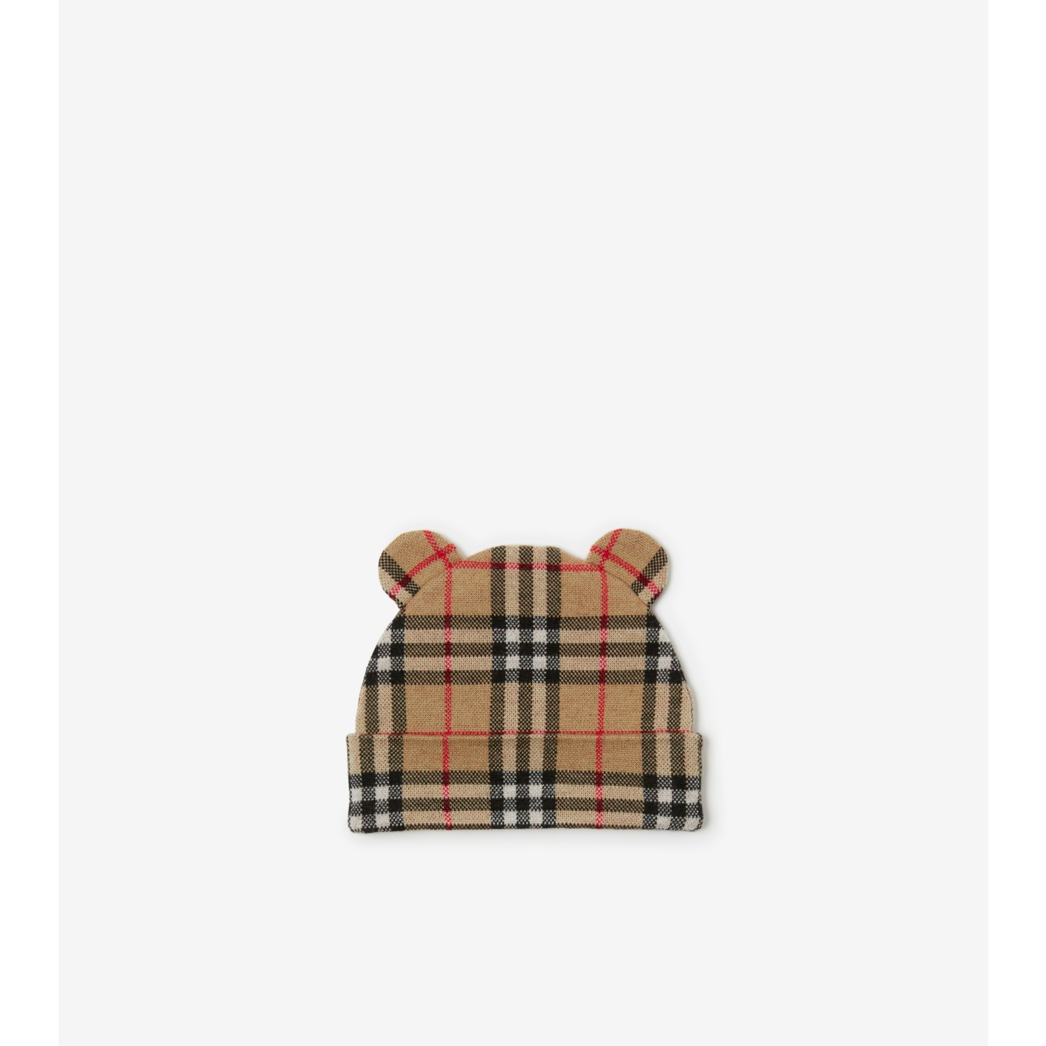 Check Wool Teddy Beanie in Archive beige Children Burberry Official