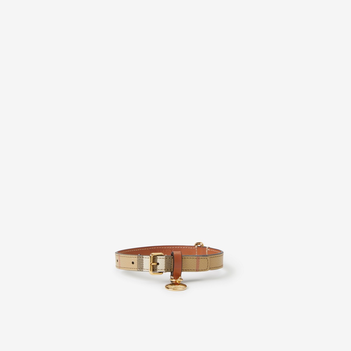 Shop Burberry Small Check Dog Collar In Archive Beige/briar Brown