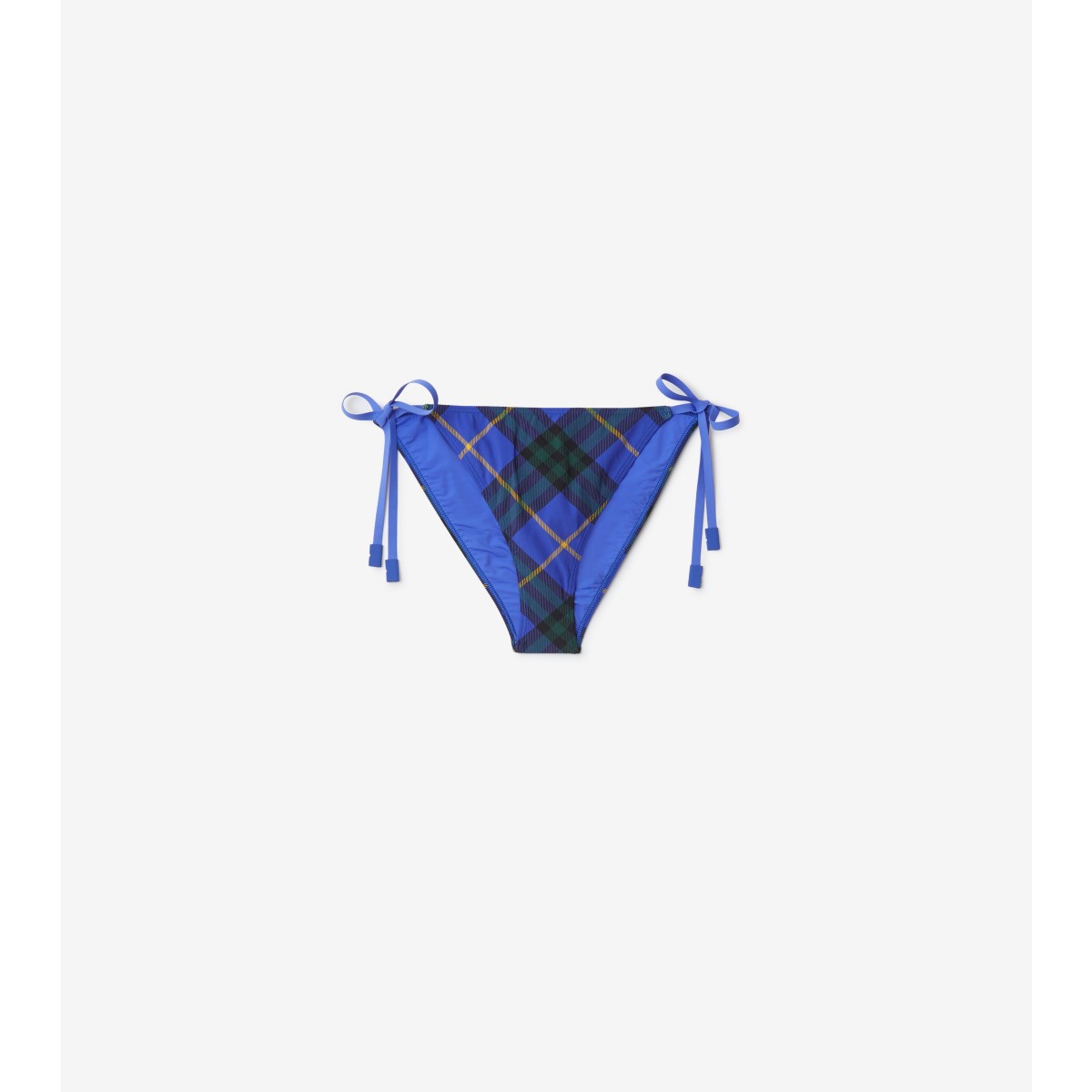 Shop Burberry Check Bikini Briefs In Bright Navy