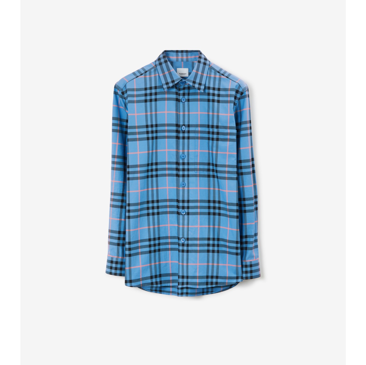 Camisa de algodão com estampa xadrez (Azure Terroso) - Homens