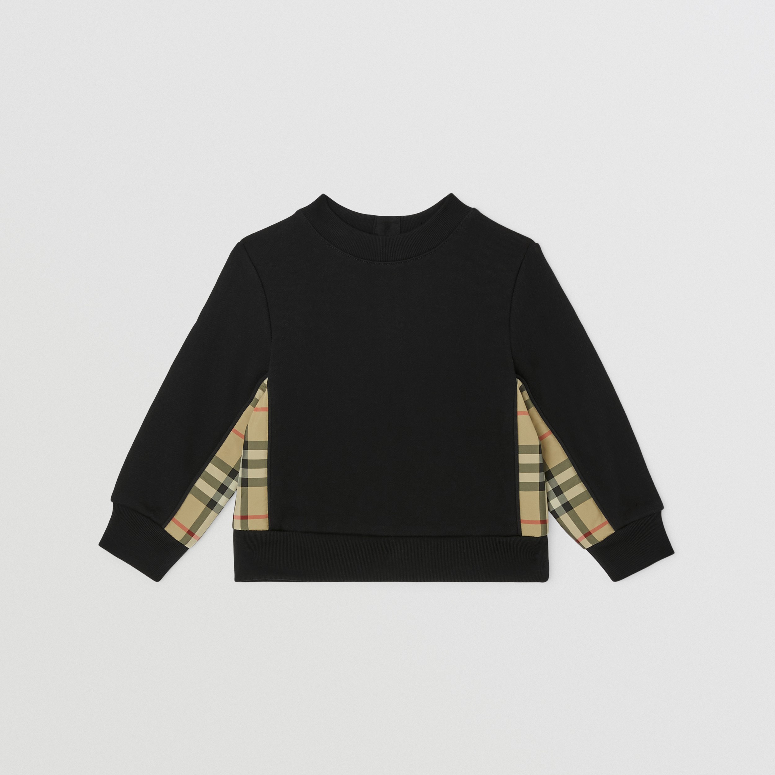 Vintage Check Panel Cotton Sweatshirt in Black - Children | Burberry® Official - 1