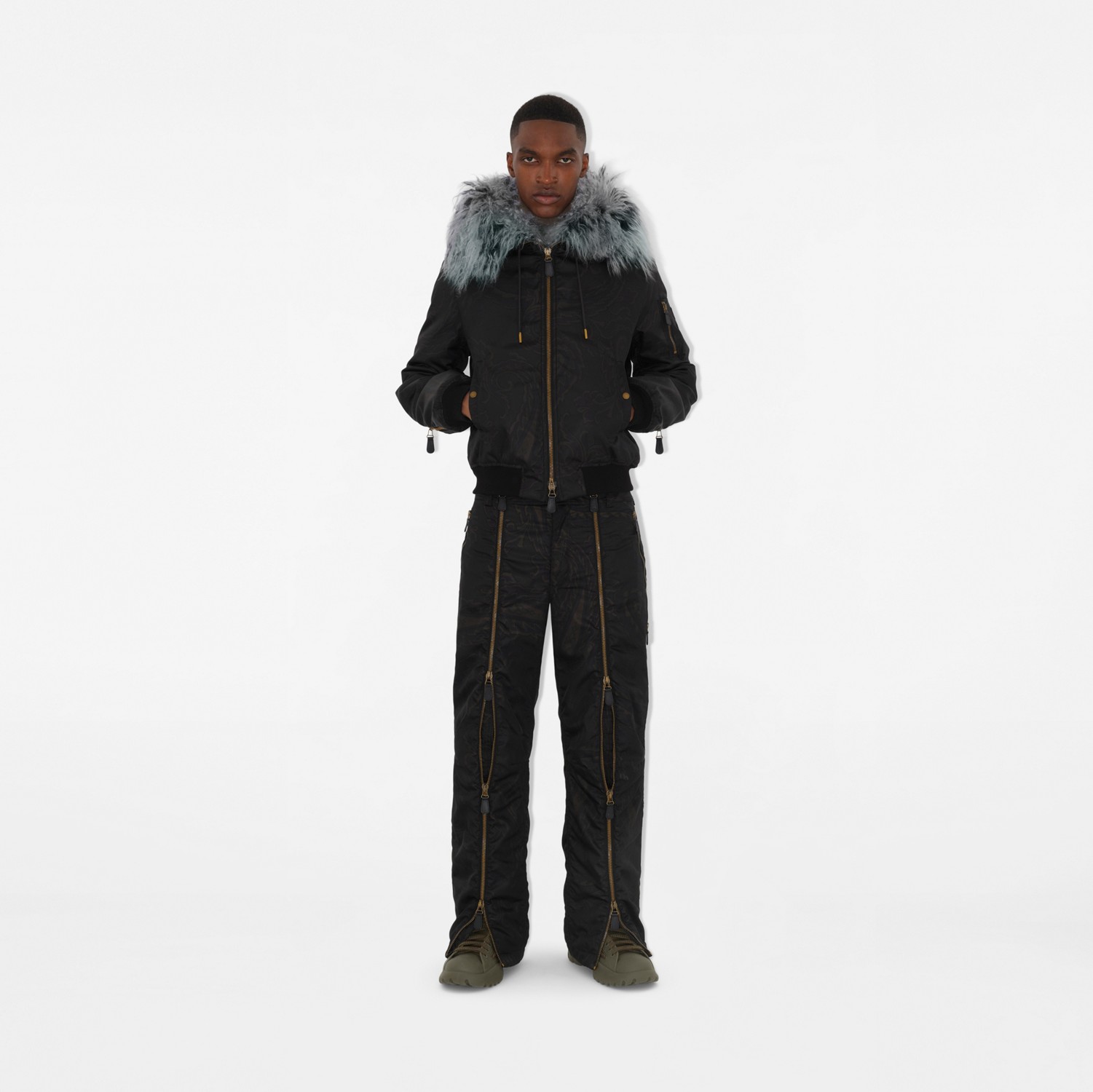 Paisley Nylon Bomber Jacket in Shadow - Men | Burberry® Official Paisley Nylon Bomber Jacket in Shadow - Men | Burberry® Official