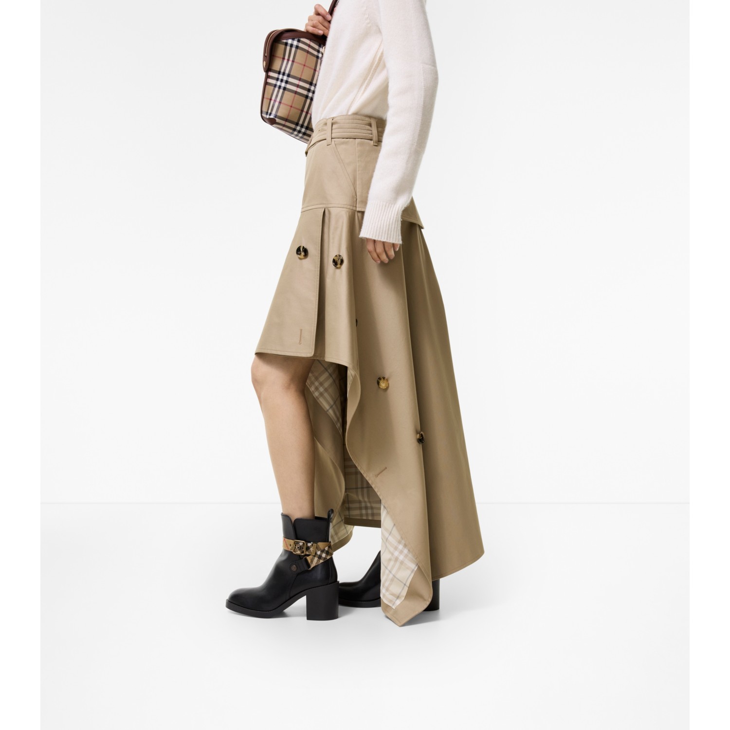 Gabardine Asymmetric Trench Skirt - thumbnail 6