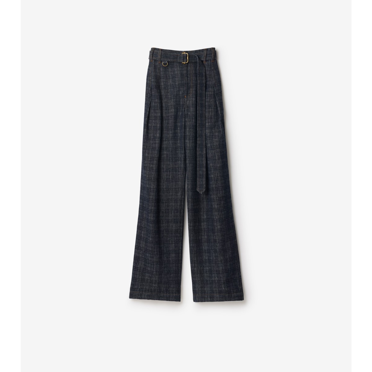 Burberry High Rise Wide Check Denim Jeans