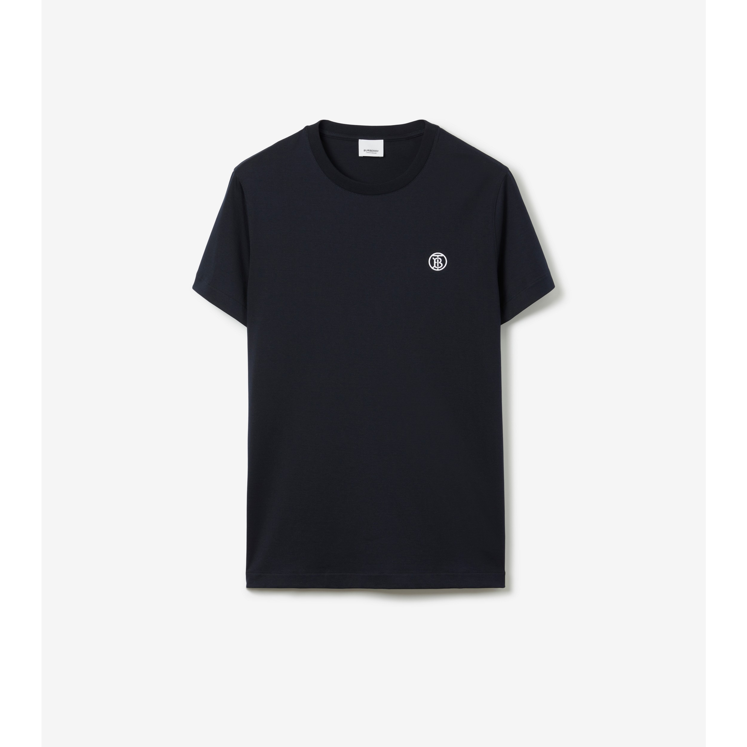 Monogram Motif Cotton T-shirt in Coal Blue - Men