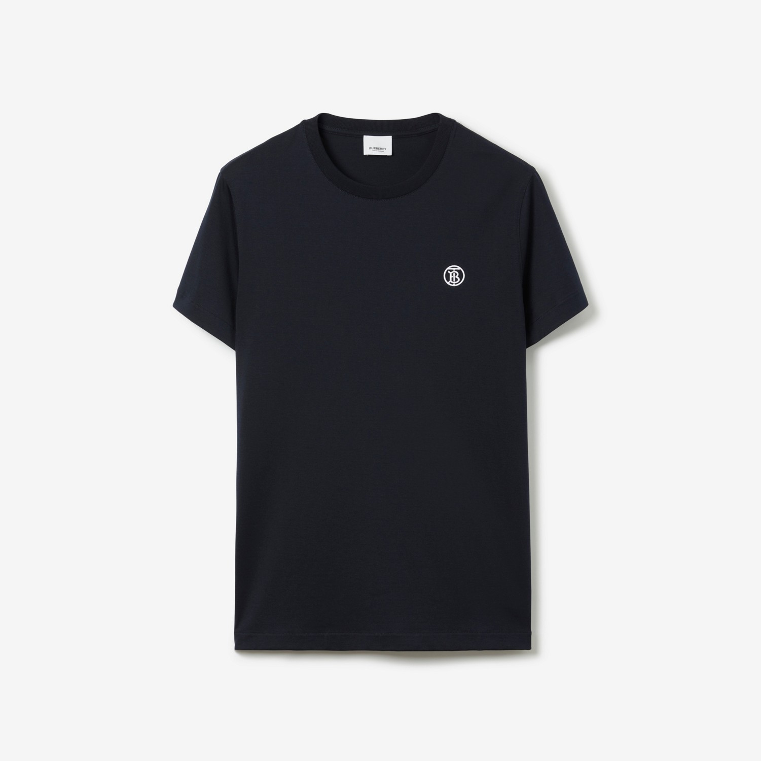 Camiseta em algodão com estampa de monograma (Azul Carvão) - Homens | Burberry® oficial