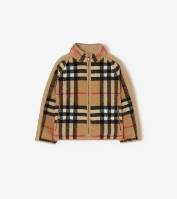 Check Fleece Jacket in Archive beige | Burberry® Official