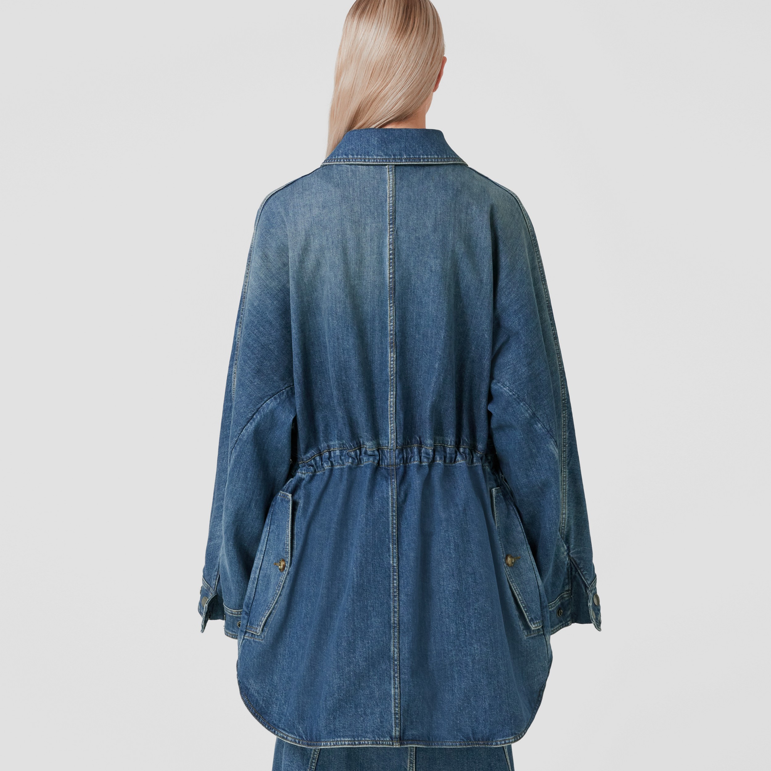 Stonewashed Denim Oversized Field Jacket in Deep Slate Blue - Women | Burberry® Official - 3