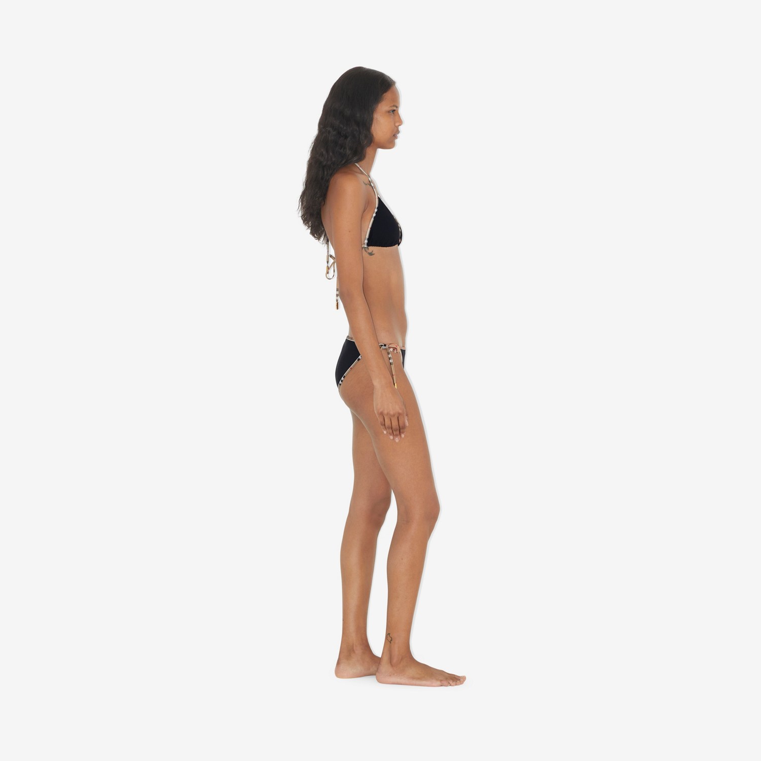 チェックトリム トライアングルビキニ (ブラック Black チェックトリム トライアングルビキニ (ブラック Black