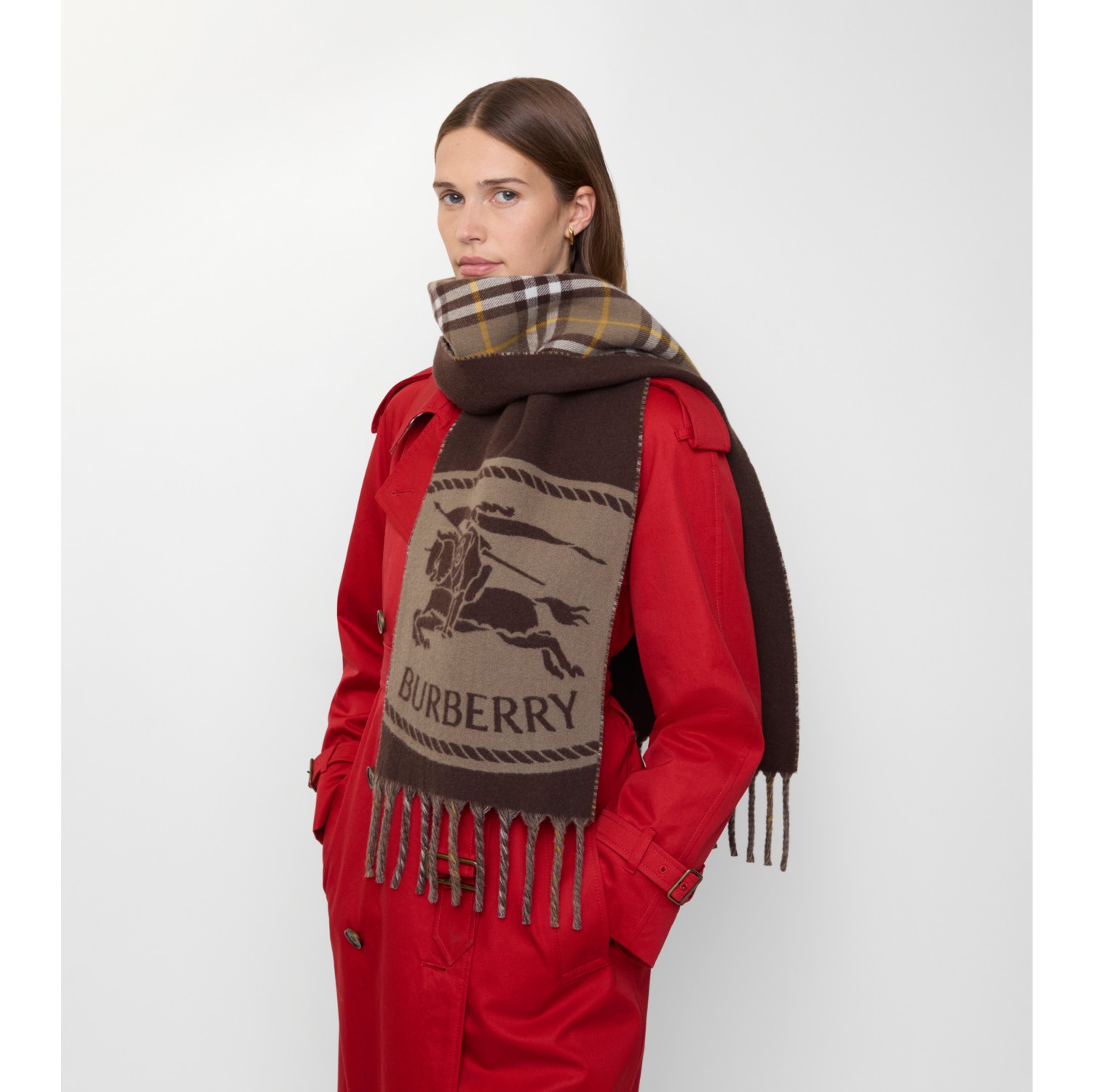 Reversible Knight Stamp Scarf in Vole | Burberry® Official