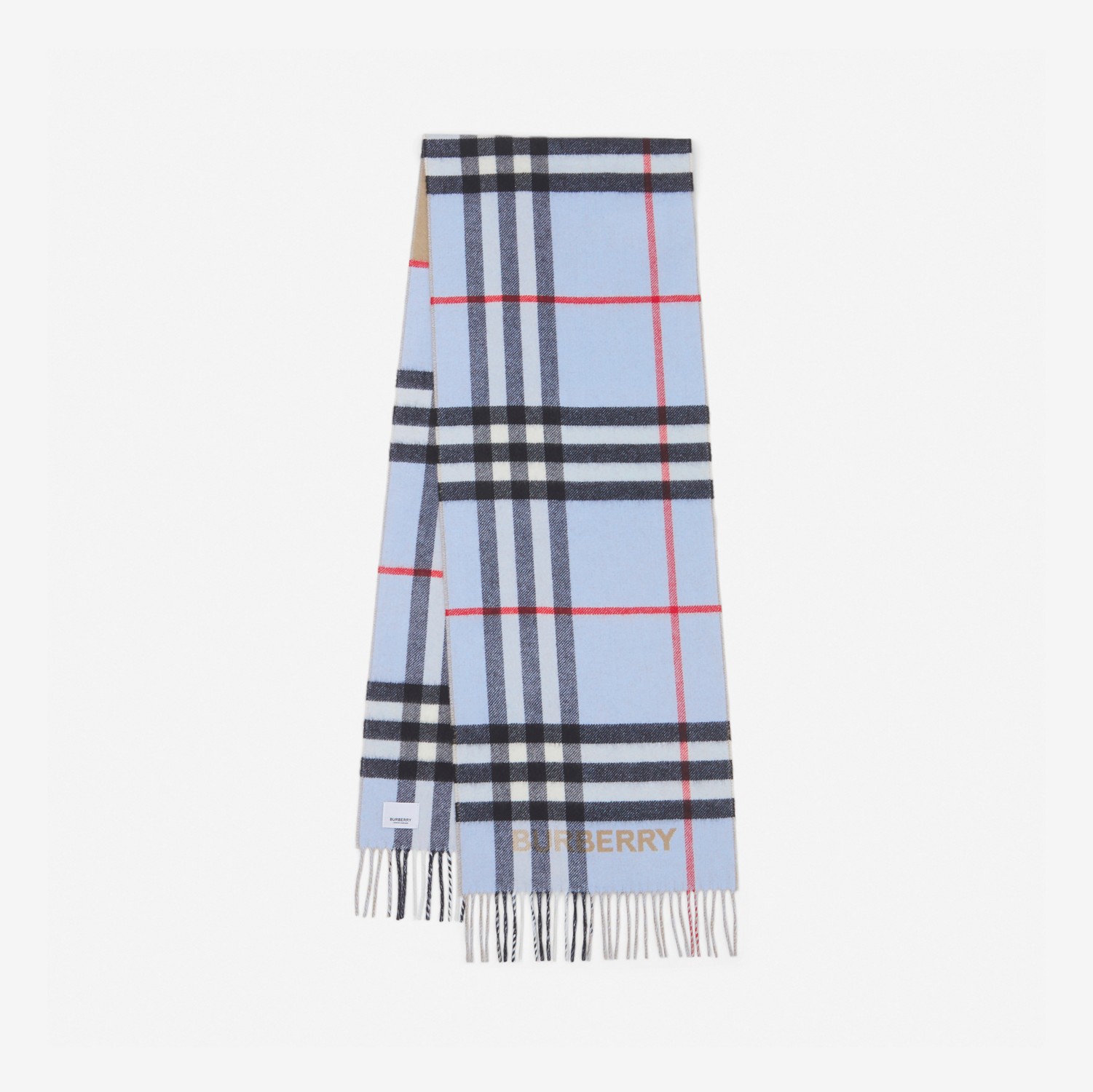 Contrast Check Cashmere Scarf in Archive Beige/pale Blue | Burberry® Official