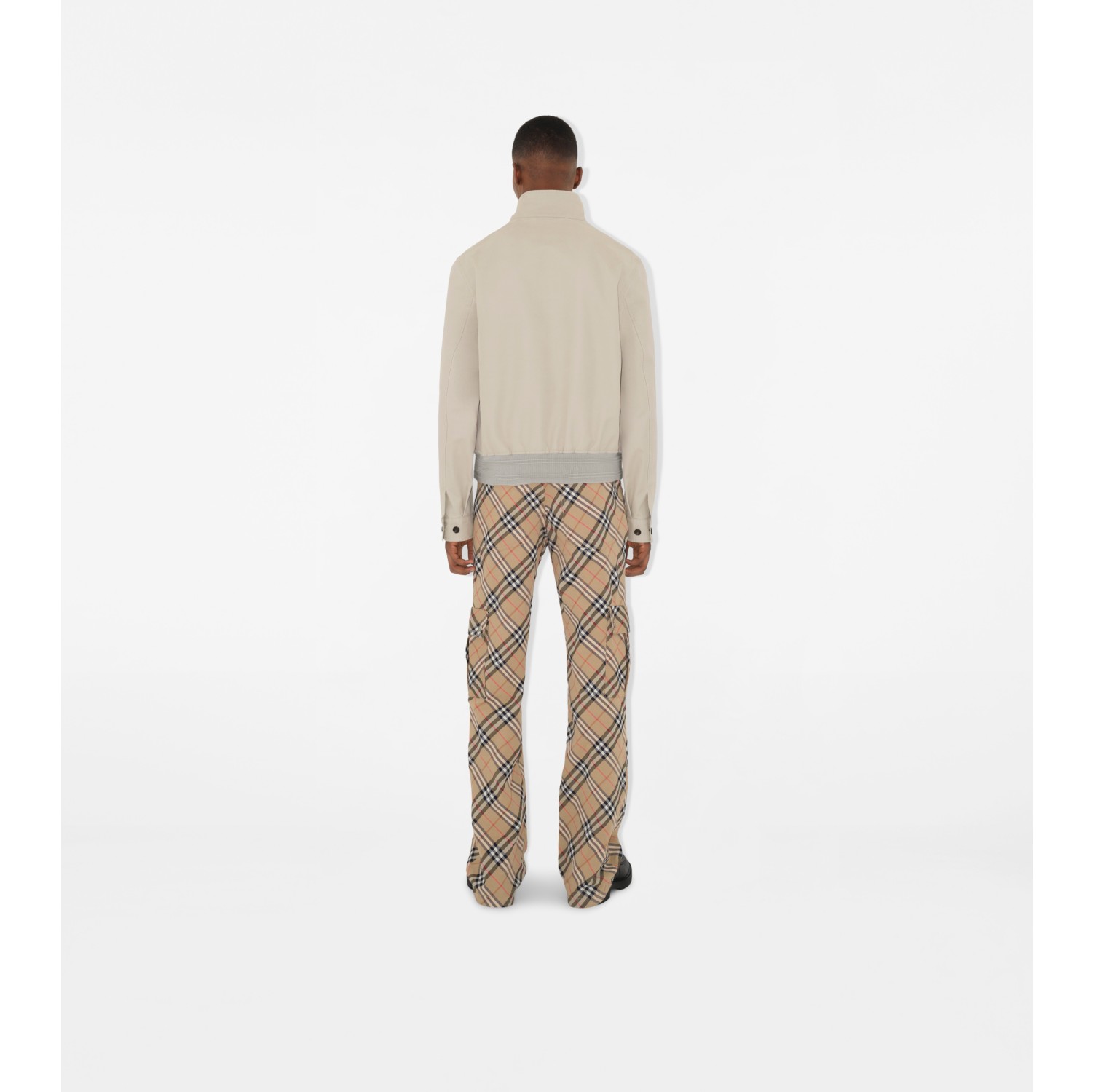 Pantaloni in cotone e lino stretch Check