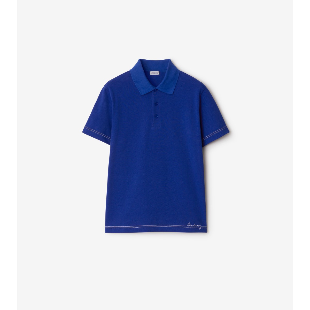 Shop Burberry Cotton Polo Shirt In Knight