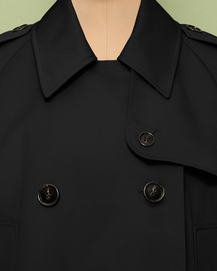 Cropped Gabardine Mayfair Trench Jacket in Black - Women