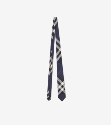 Check Silk Tie in Navy - Men | Burberry® Official