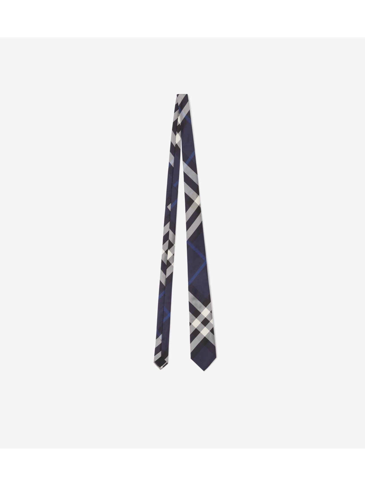 Check Silk Tie in Navy Men Burberry Official