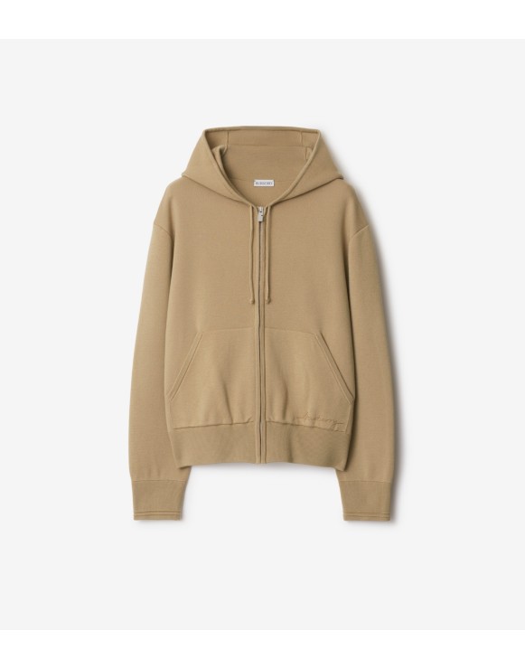 Sudadera en mezcla de lana con capucha y cremallera