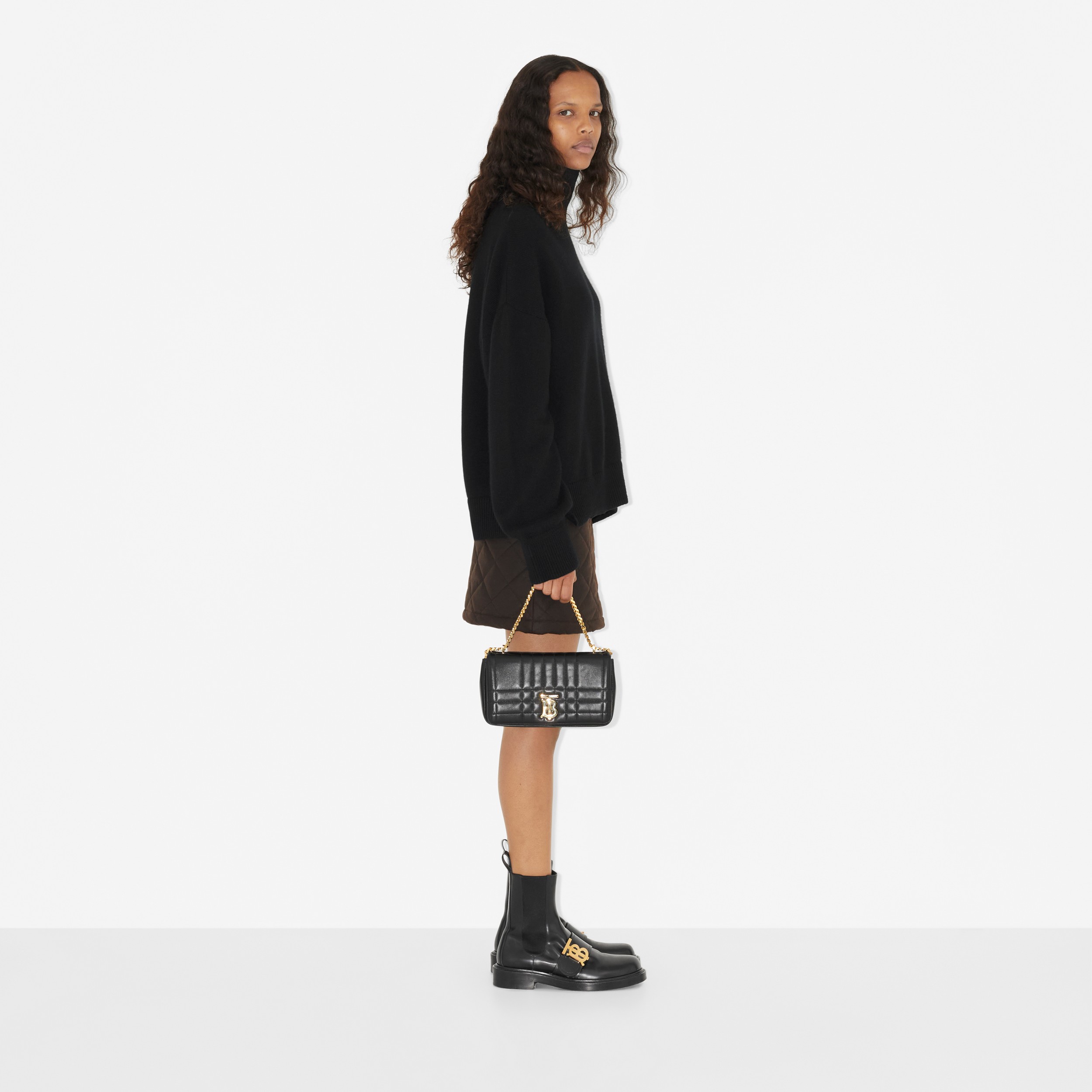Minifalda acolchada a rombos en algodón encerado (Marrón Oscuro) - Mujer | Burberry® oficial - 3