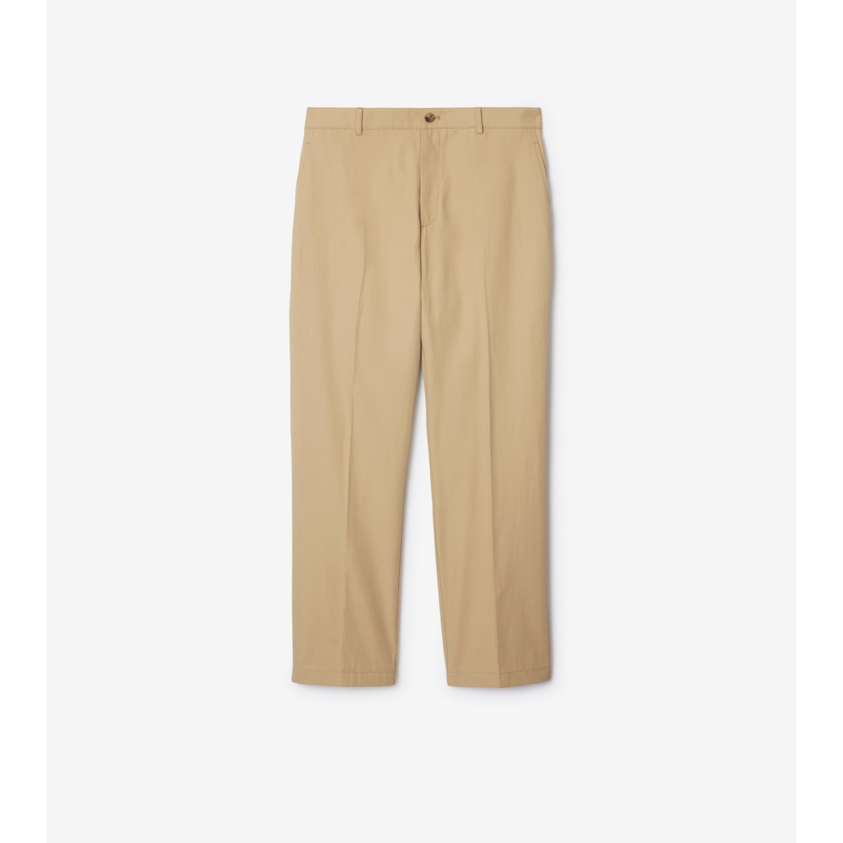 Burberry Logo-embroidered Cotton Chino Trousers In Flax
