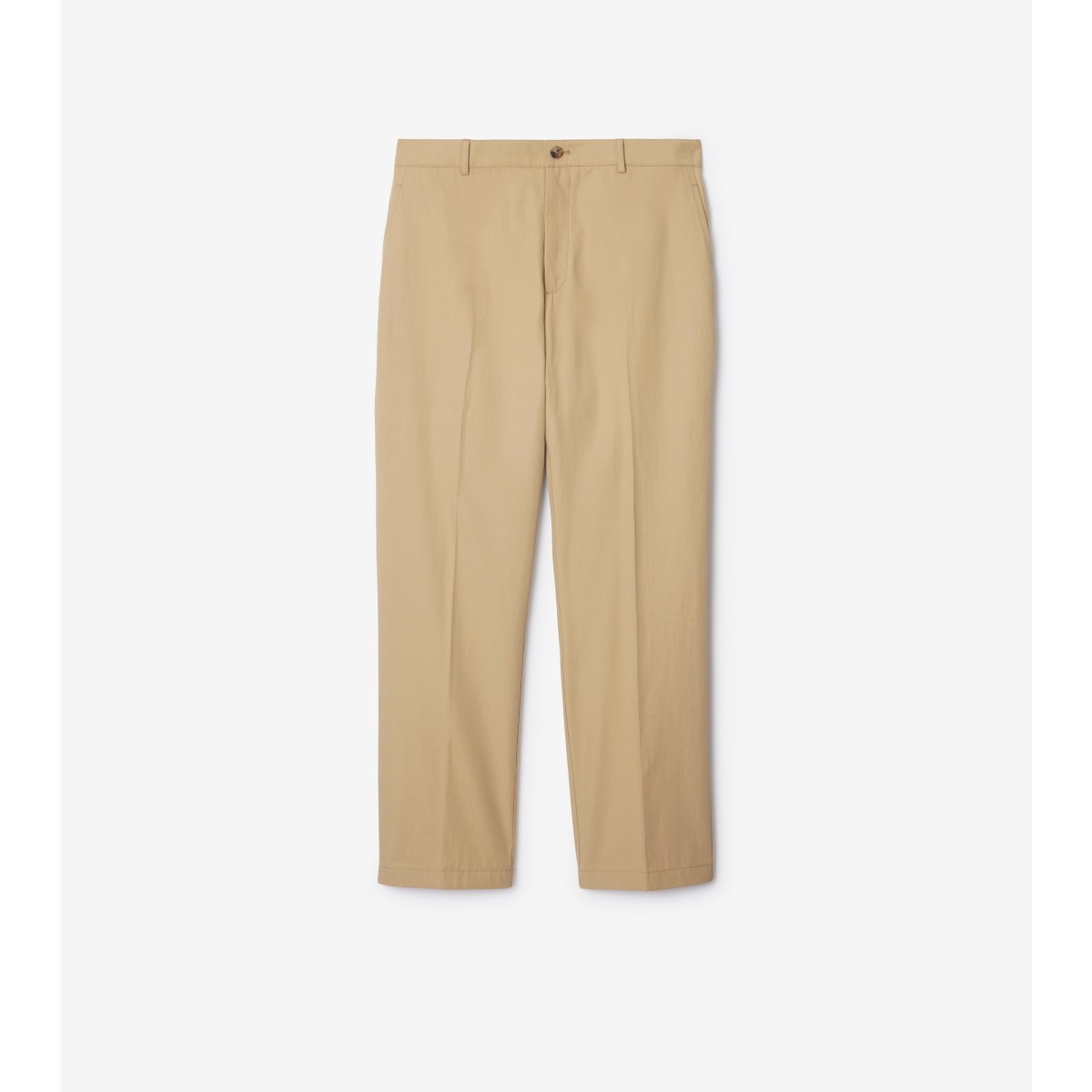 Shop Burberry Cotton Trousers In Flax