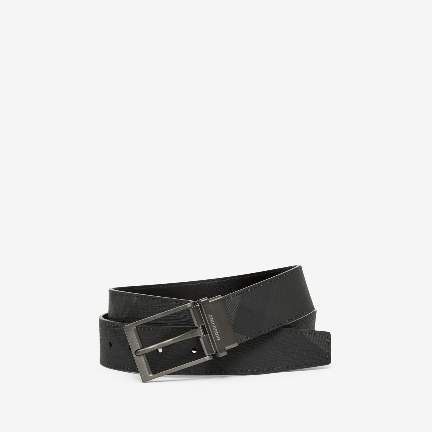 Reversible Check Belt in Charcoal/graphite - Men | Burberry® Official