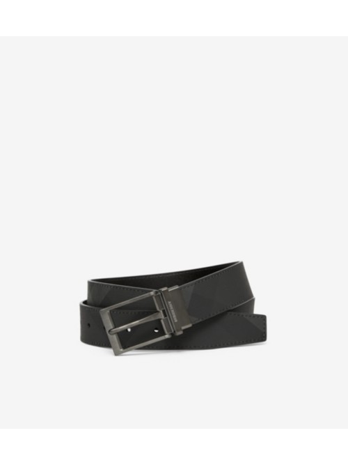 Burberry Reversible Check Belt In Charcoal/graphite
