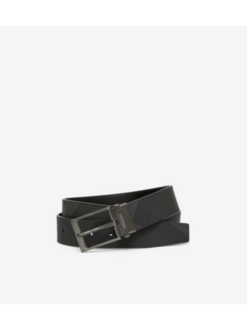 Burberry Men's London Check Canvas Belt In Charcoal/graphite