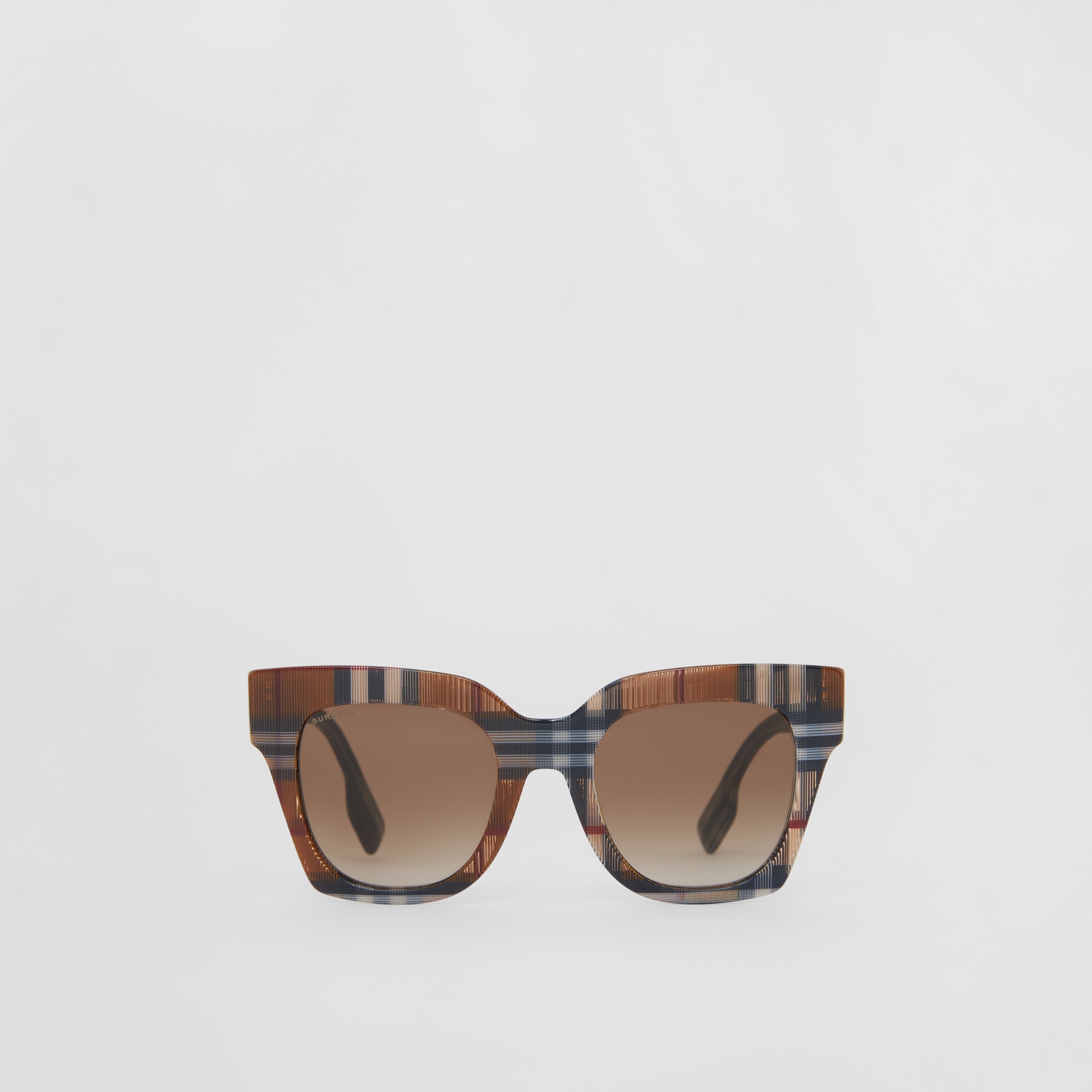 Check Bio-acetate Square Frame Sunglasses in Birch Brown - Women | Burberry® Official - 1