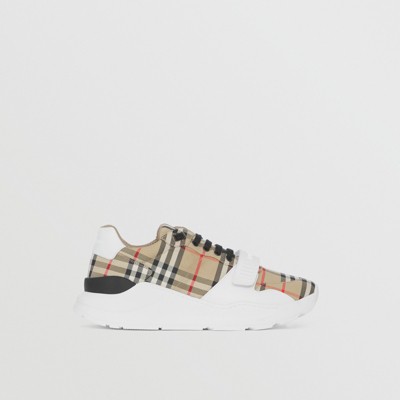 Vintage Check and Leather Sneakers