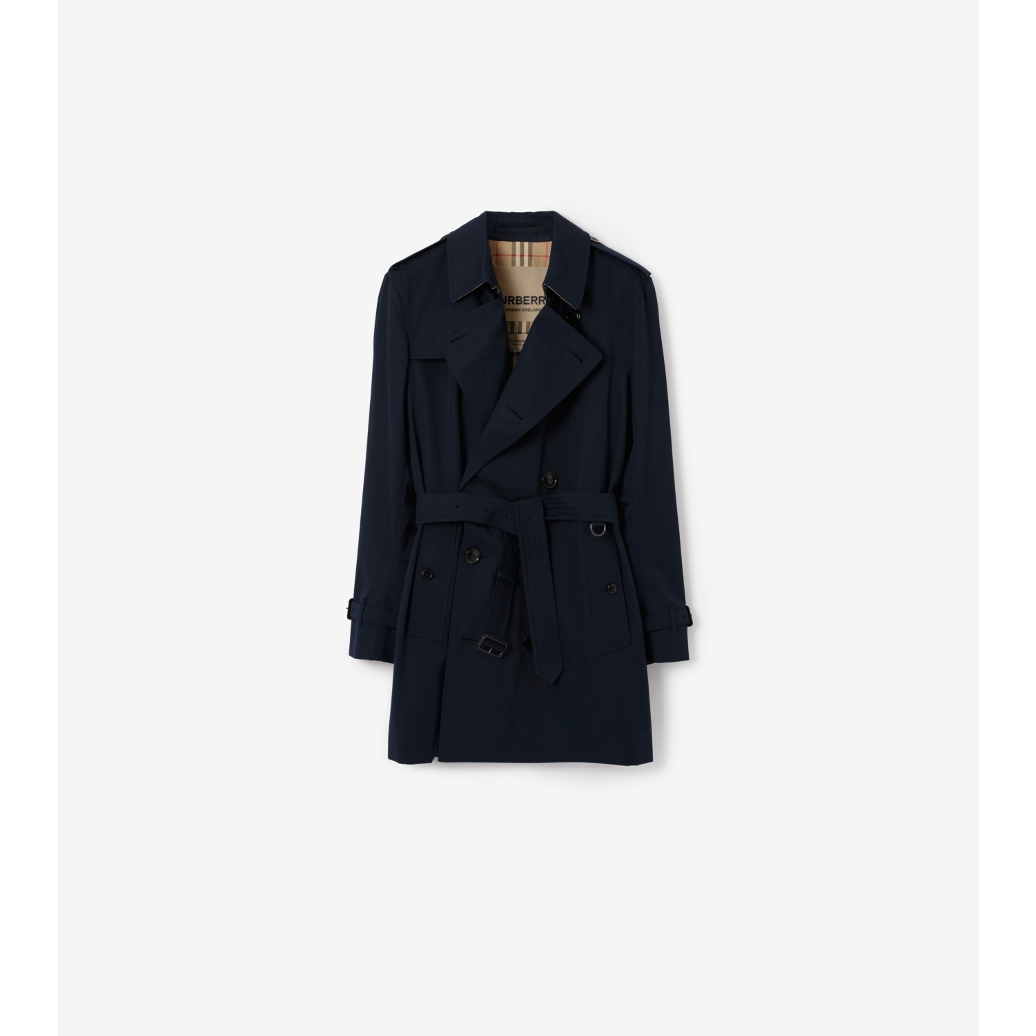 Short Kensington Heritage Trench Coat in Coal blue Men Cotton Gabardine Burberry Official