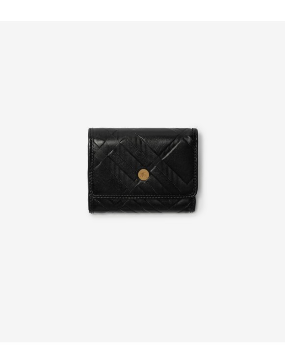 Small Embossed Check Folding Wallet