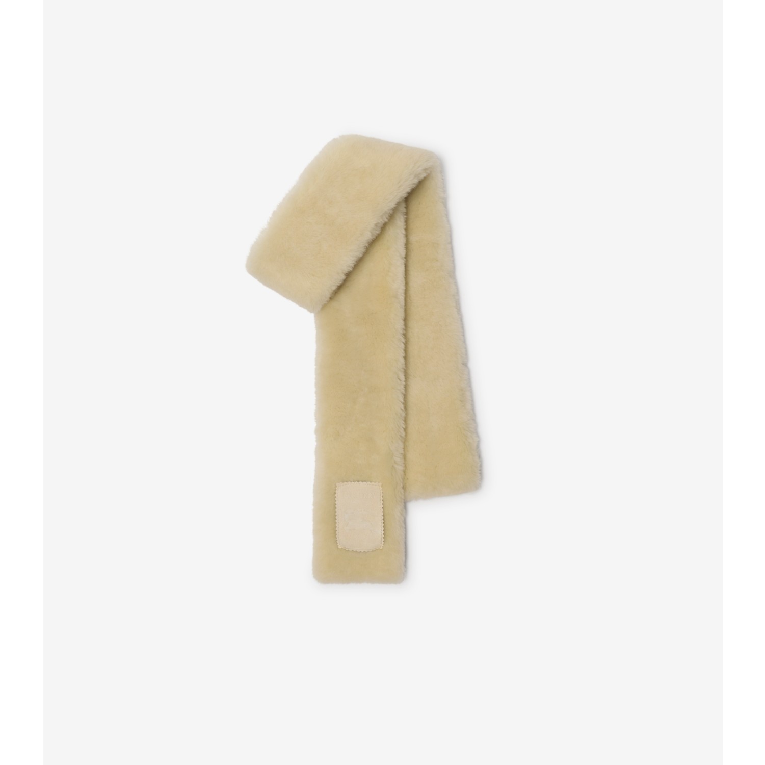 Narrow Label Shearling Scarf