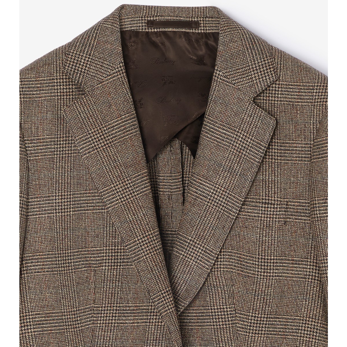  Check Wool Linen Blend Tailored Jacket