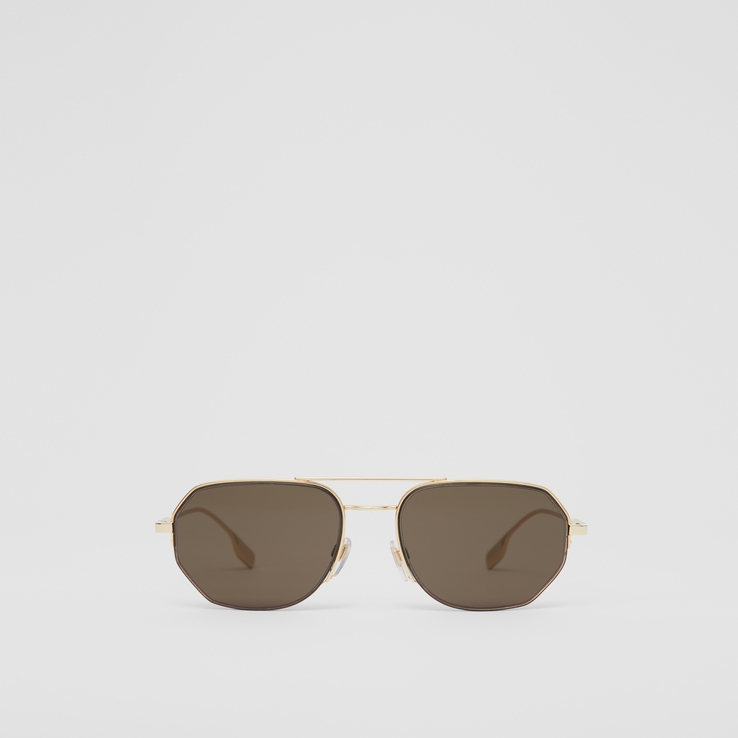Geometric Frame Sunglasses In Golden Brown Men Burberry® Official