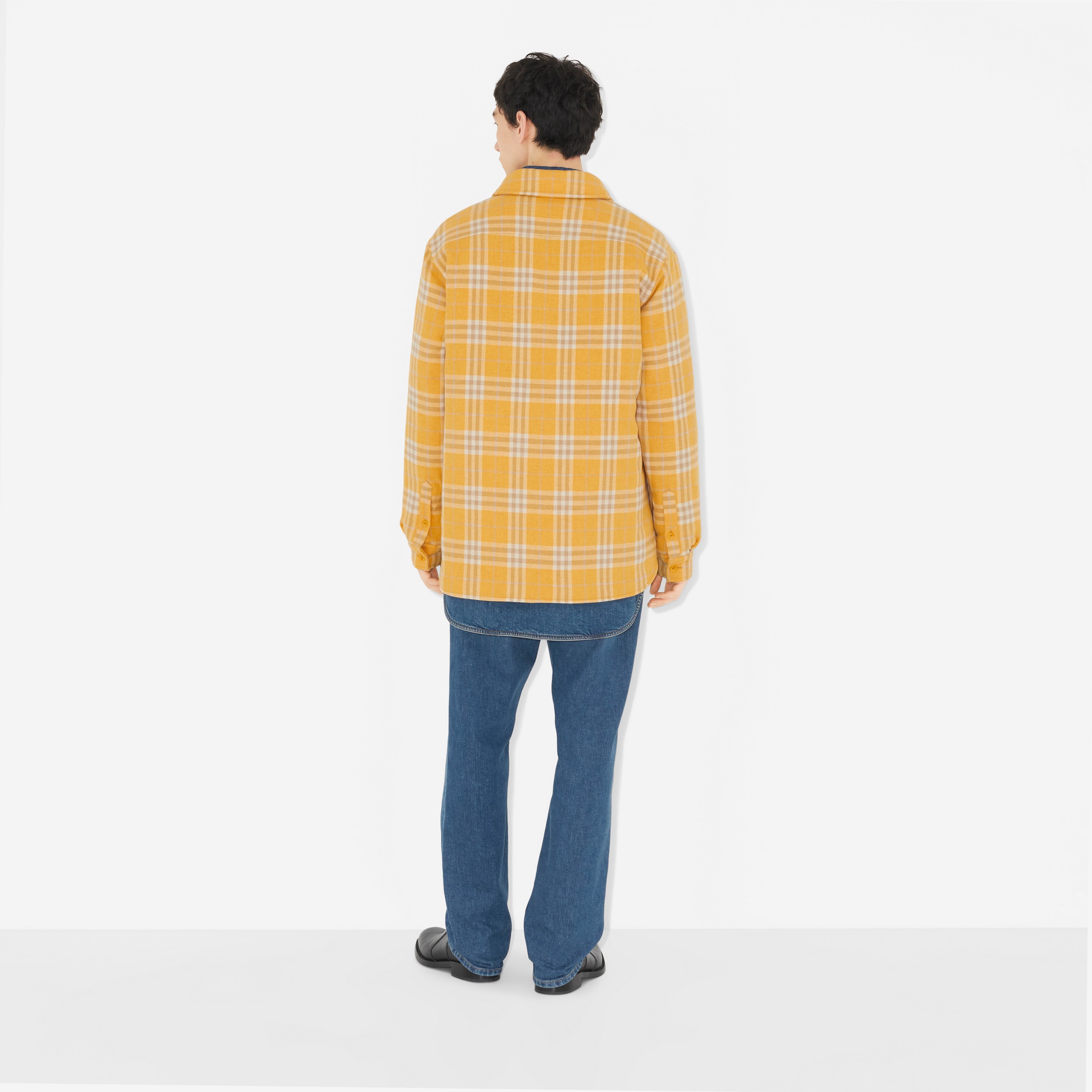 Camisa overshirt de algodão e lã Check (Calêndula) - Homens | Burberry® oficial - 4
