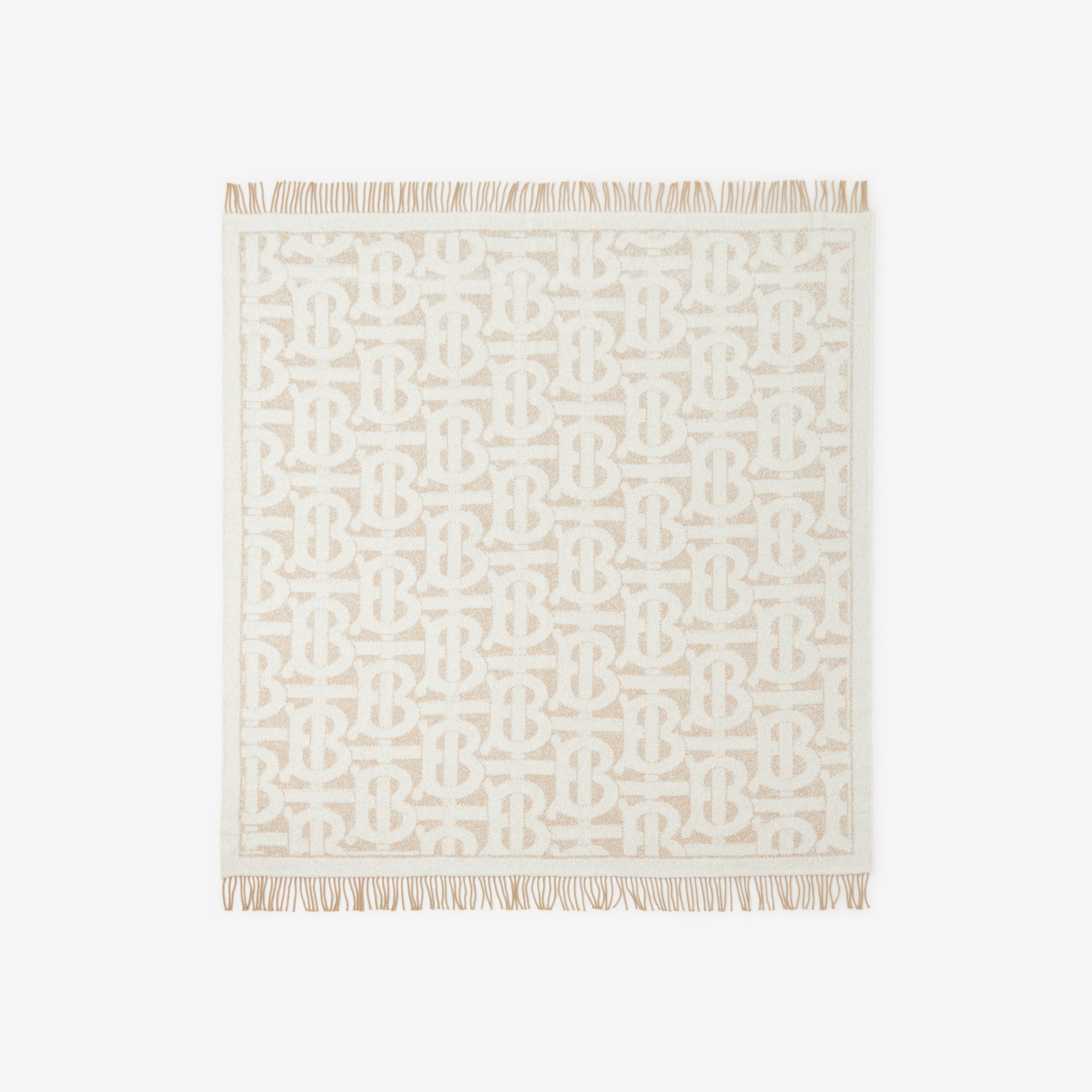 Monogram Motif Cashmere Silk Blanket in Archive Beige | Burberry® Official - 1