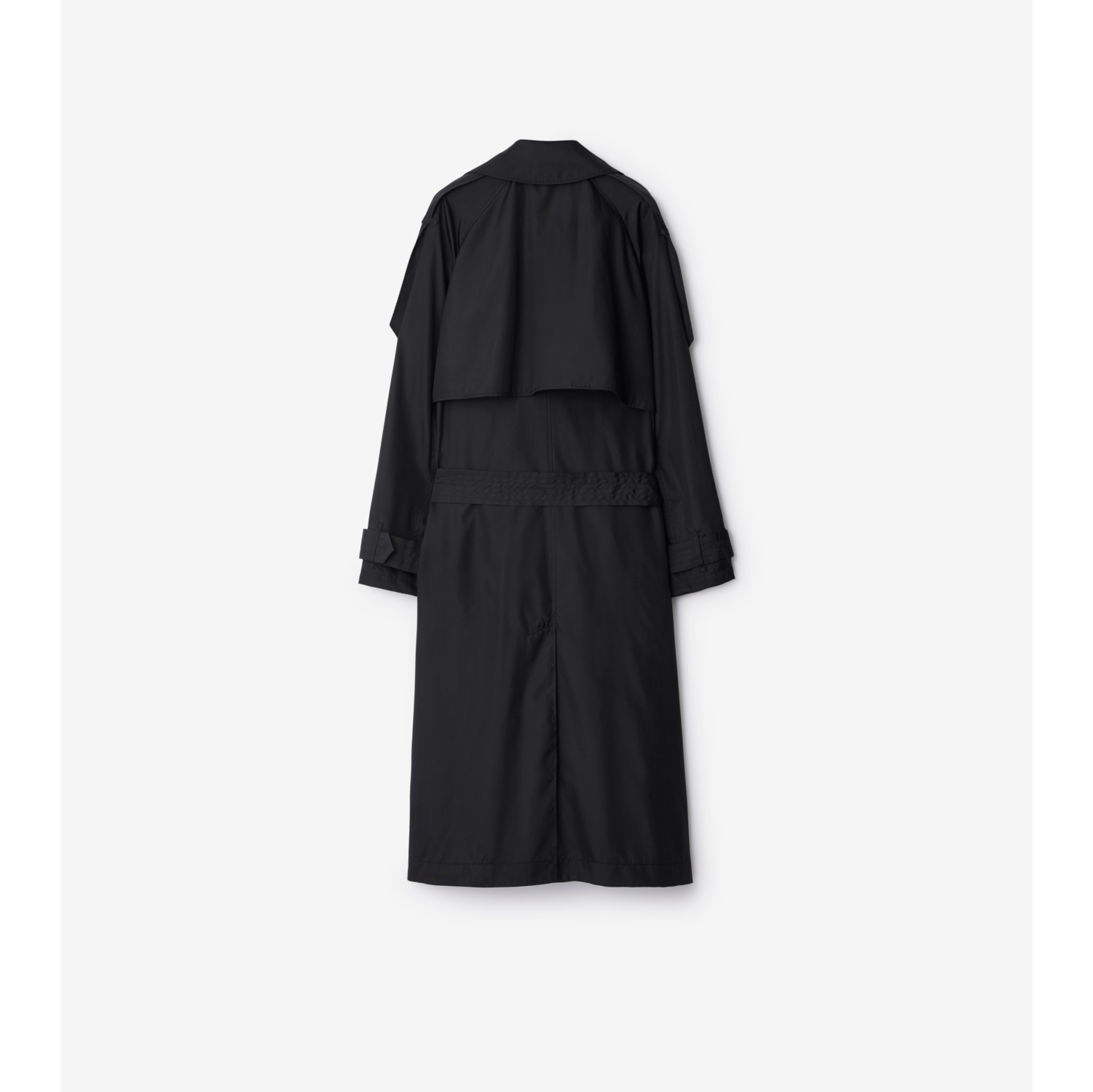 Long Silk Trench Coat in Black - Women | Burberry® Official