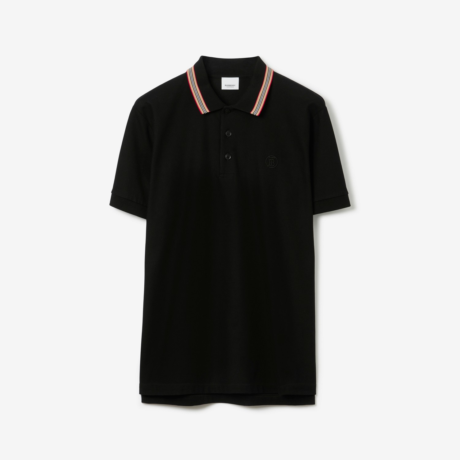 标志性条纹衣领 Polo 衫 (黑色) - 男士 | Burberry® 博柏利官网