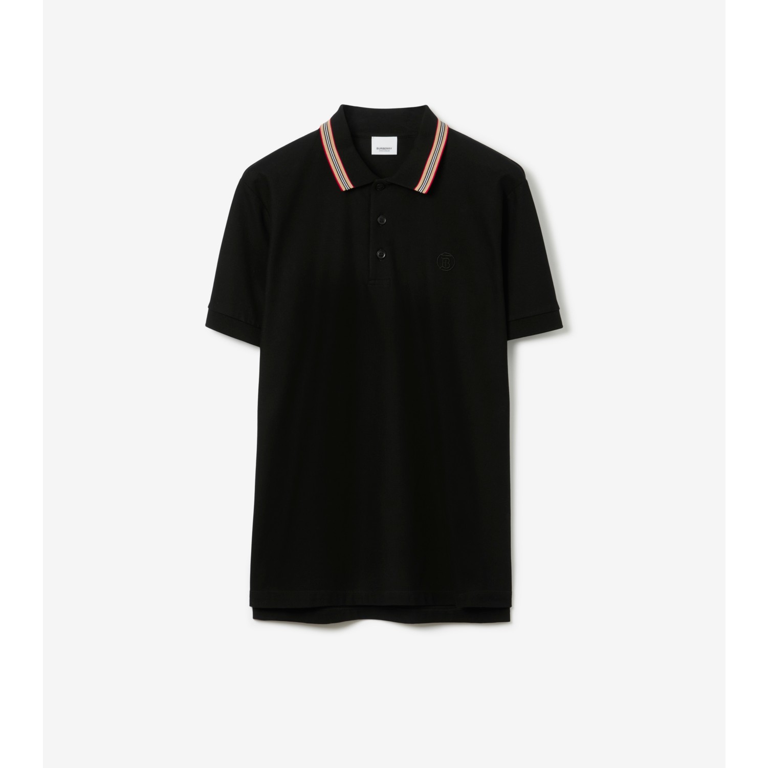 Cotton Pique Polo Shirt With Embroidered Silk Collar (Slim Fit)