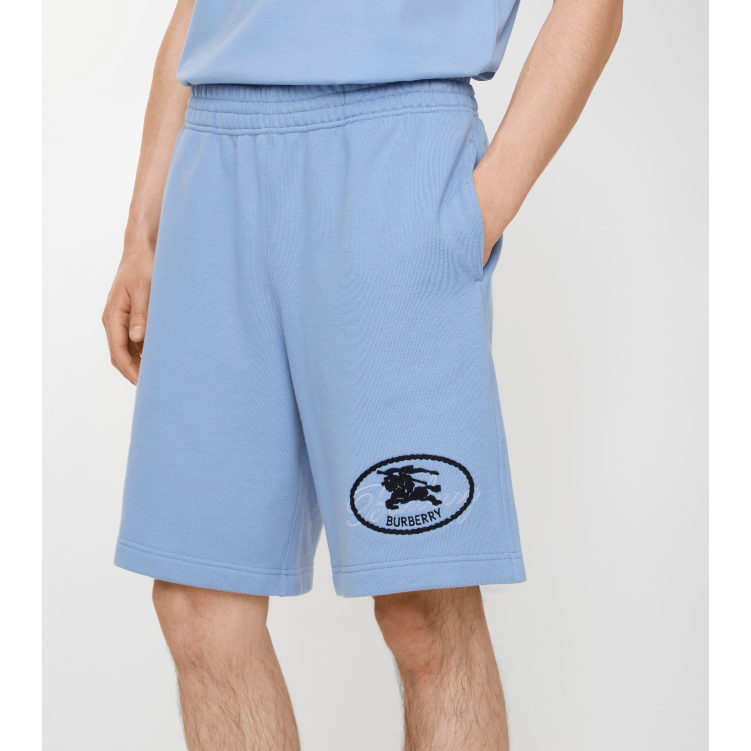 Knight Stamp Cotton Shorts in Cornflower blue - Men | Burberry® Official