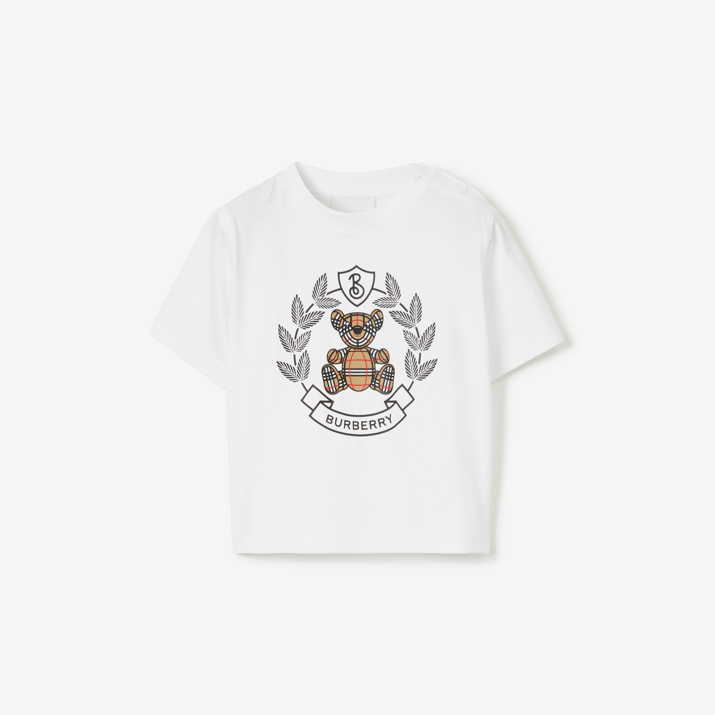 토마스 베어 프린트 코튼 티셔츠 (화이트) - 아동 | Burberry® - 1