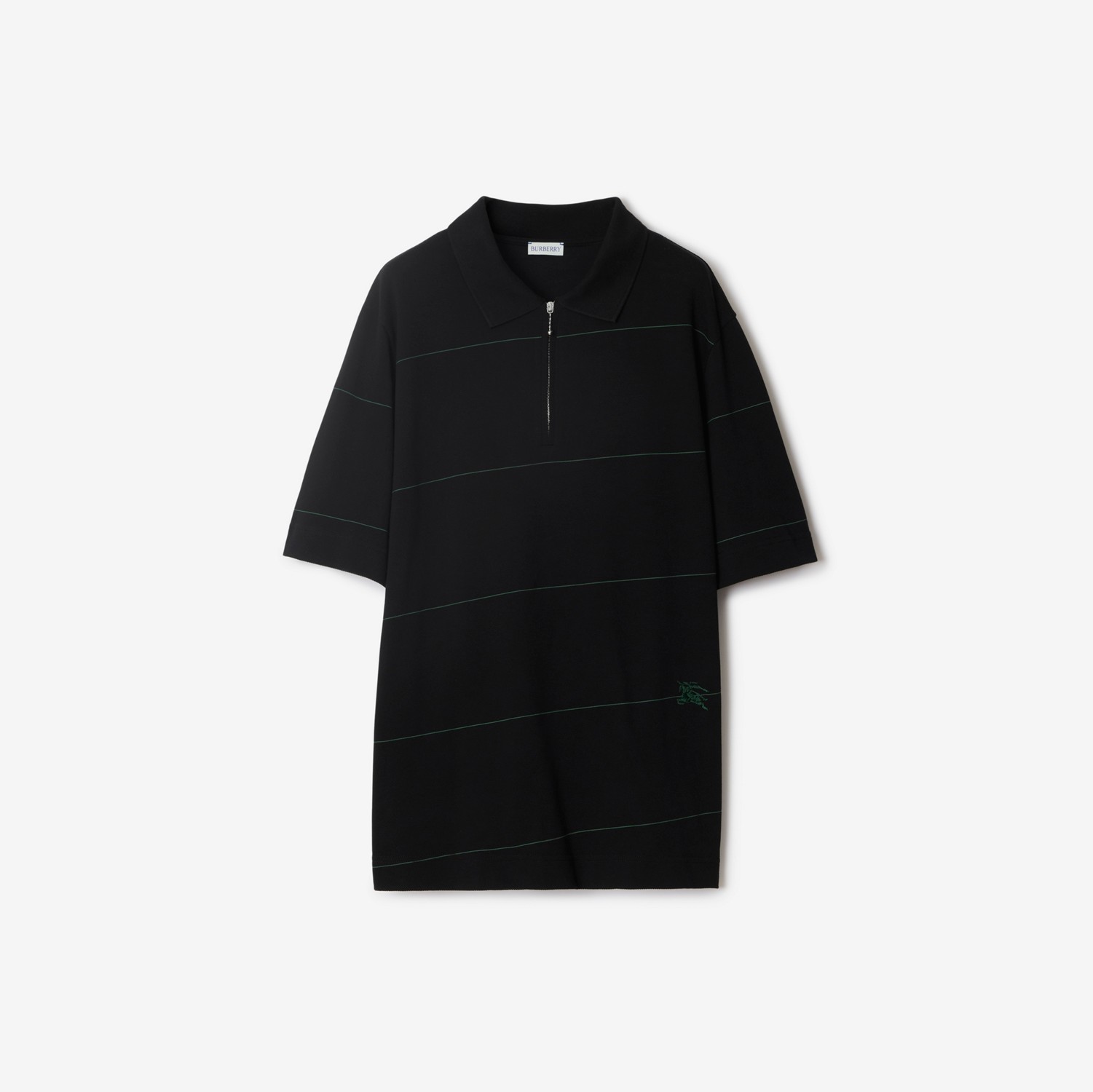 Striped Cotton Polo Shirt in Black - Men | Burberry® Official