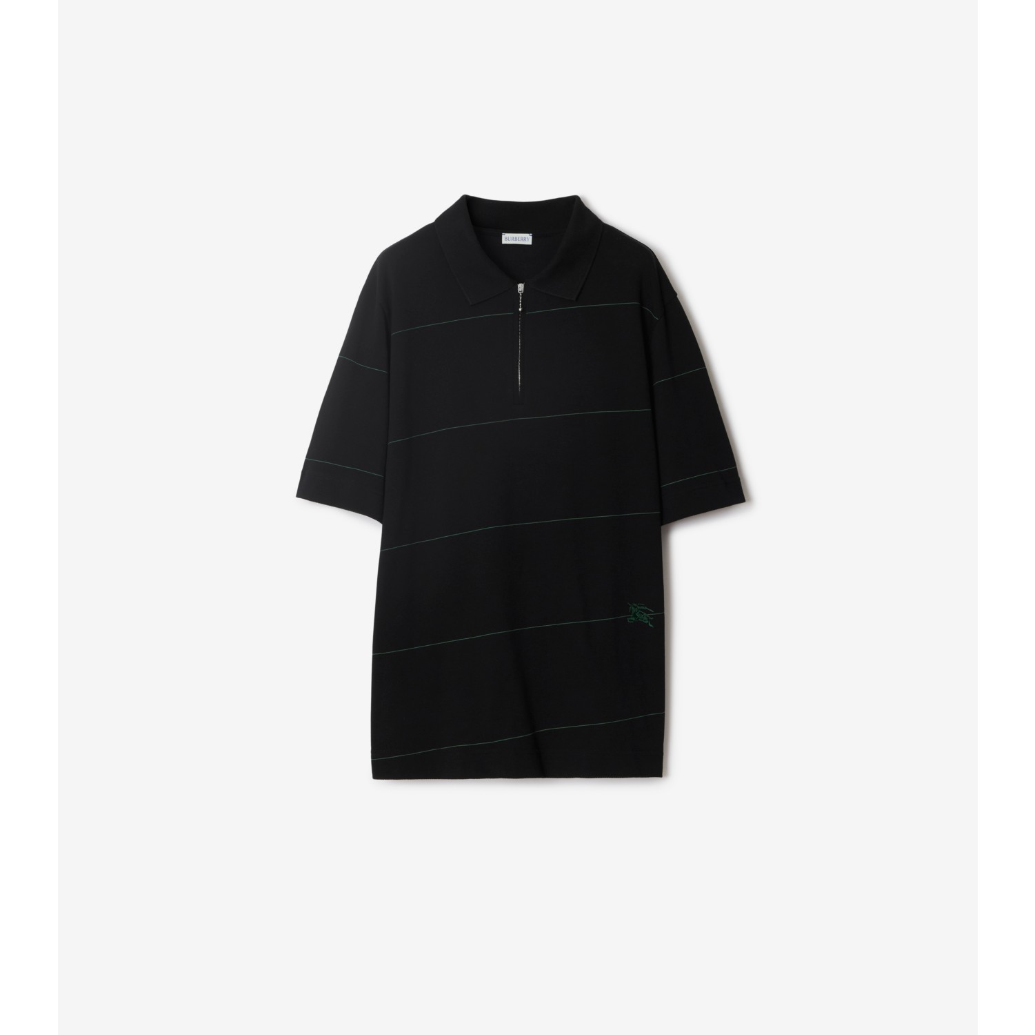 Striped Cotton Polo Shirt in Black - Men | Burberry® Official