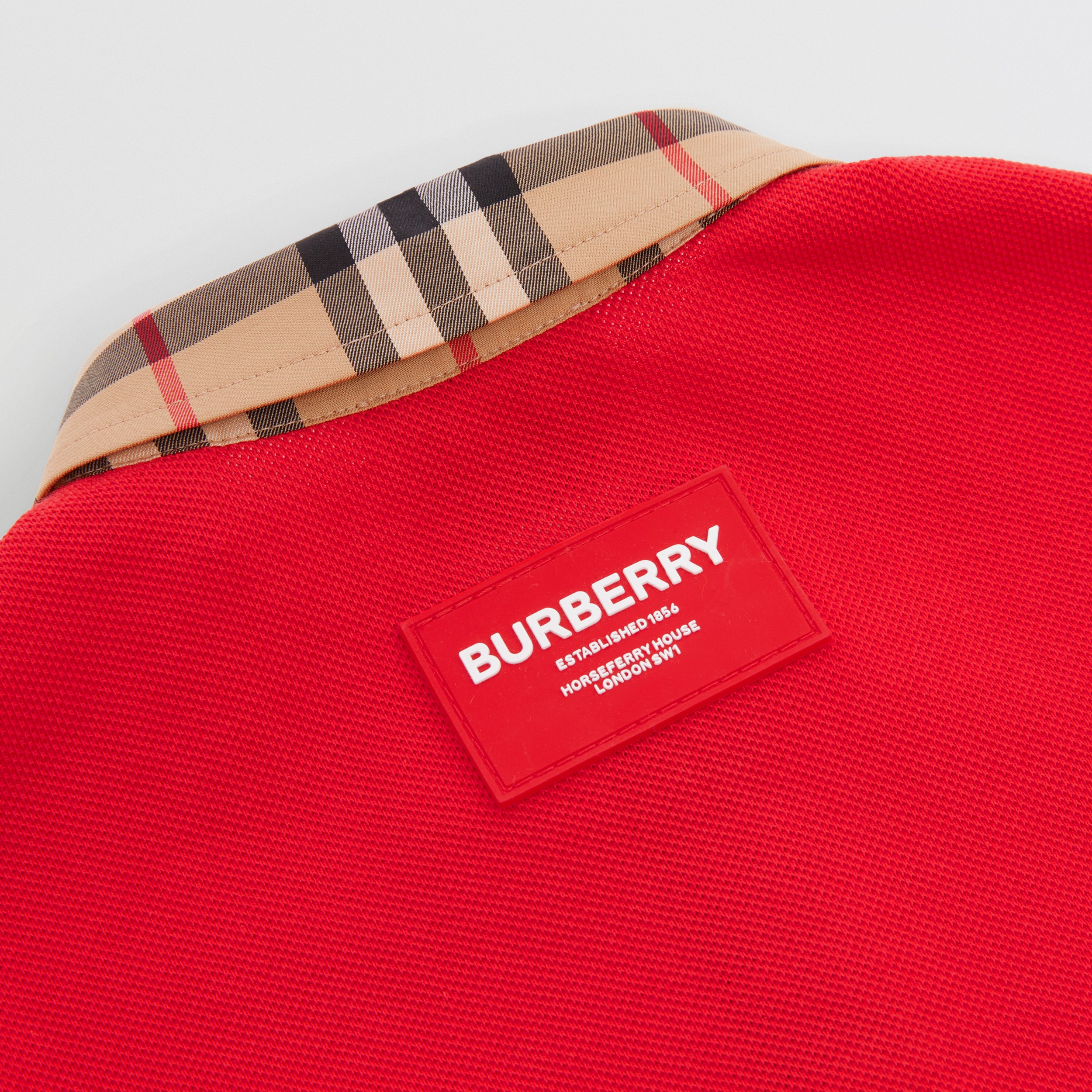 Vintage Check Trim Cotton Piqué Polo Shirt Dress in Bright Red - Children | Burberry® Official - 2