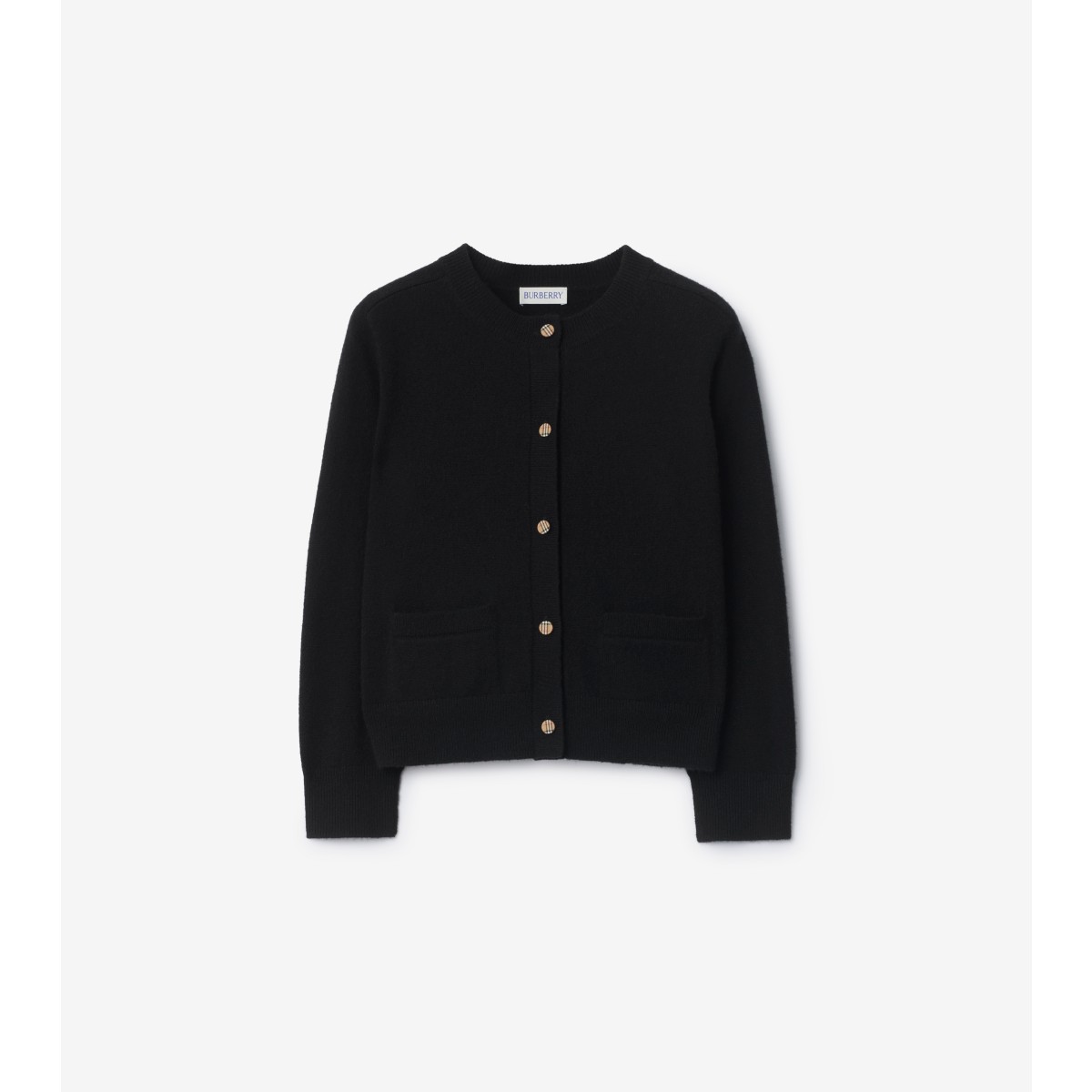  Check Patch Wool Cashmere Cardigan