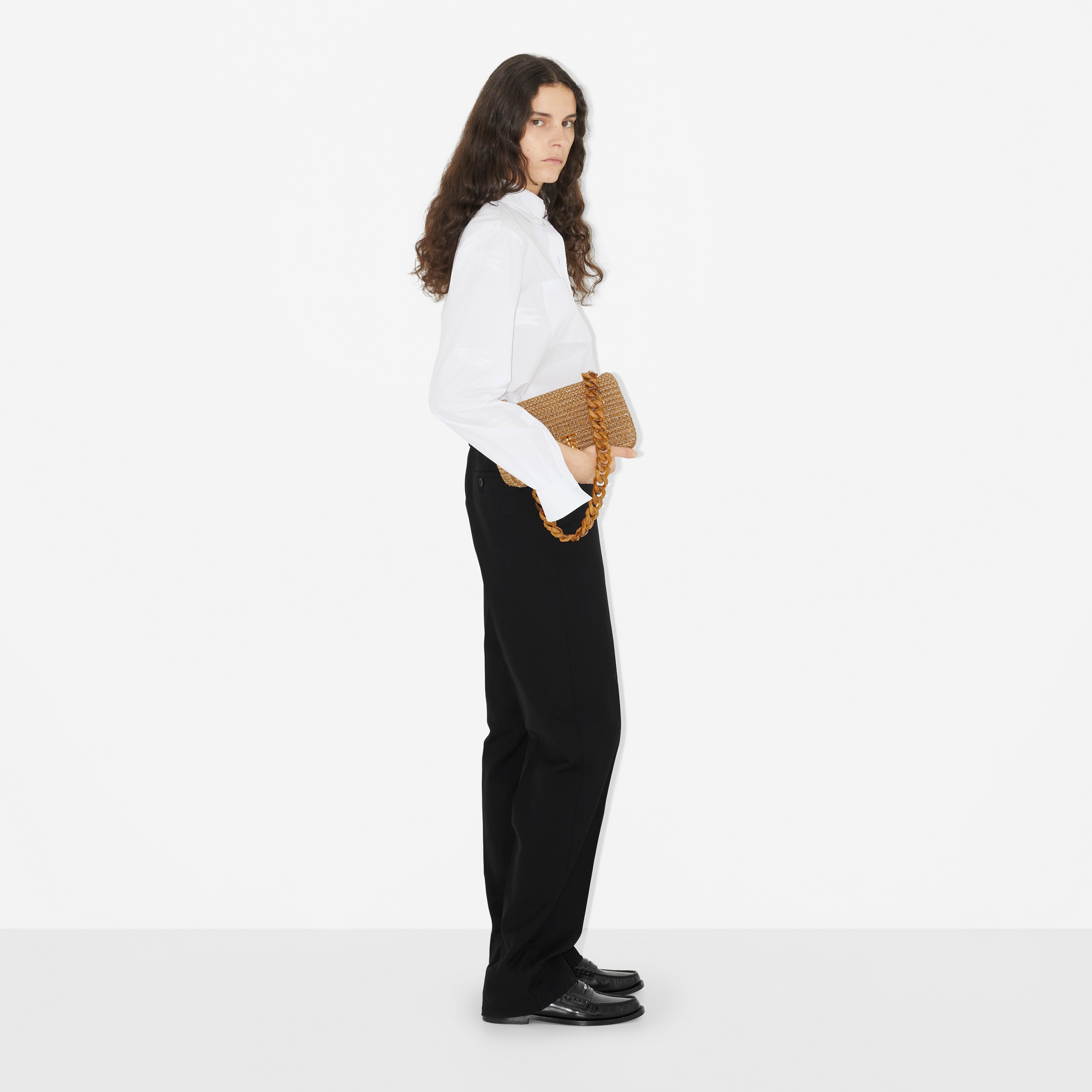 EKD Cotton Blend Fil Coupé Shirt in Optic White - Women | Burberry® Official - 3