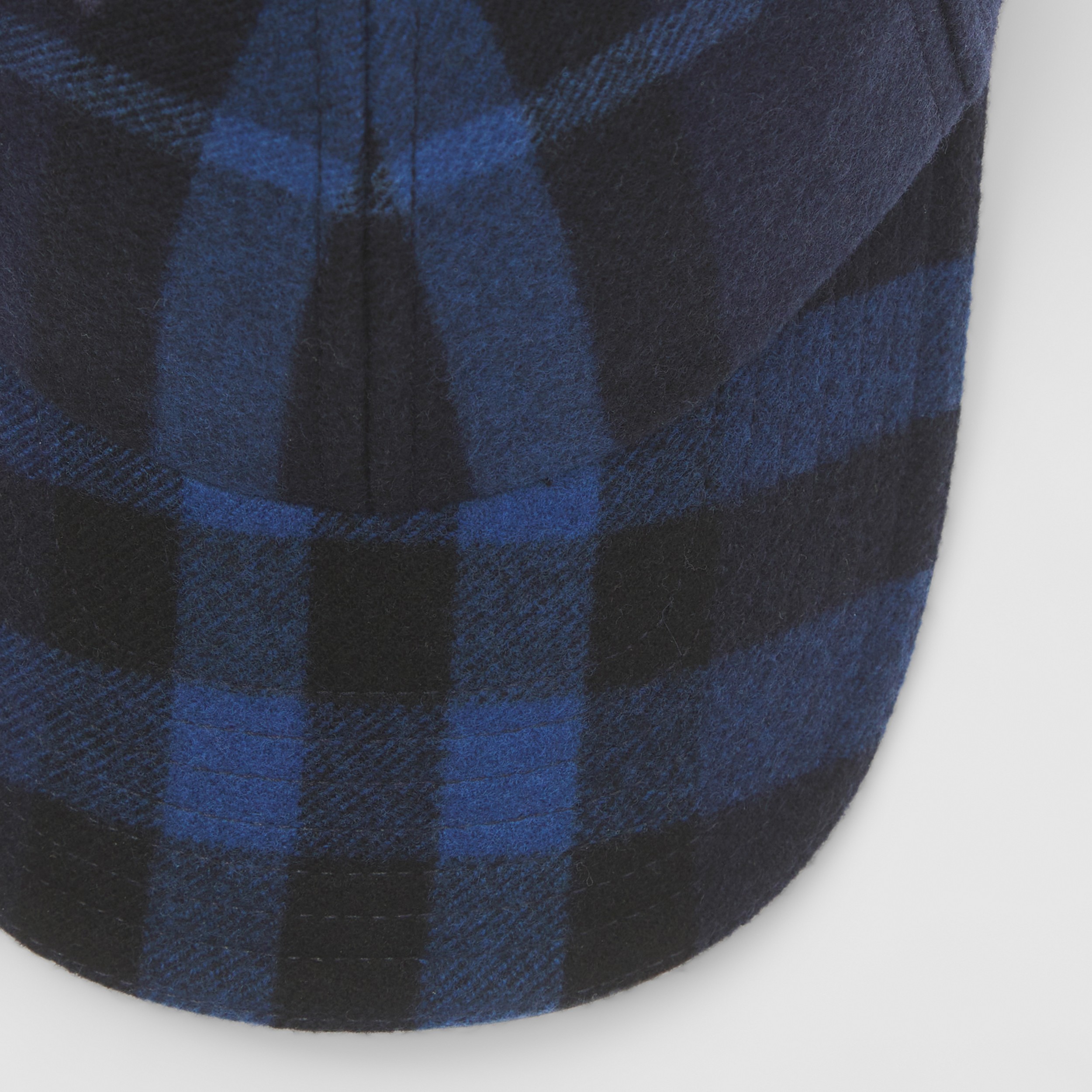 Check Wool Cashmere Baseball Cap in Ink Blue | Burberry® Official - 2
