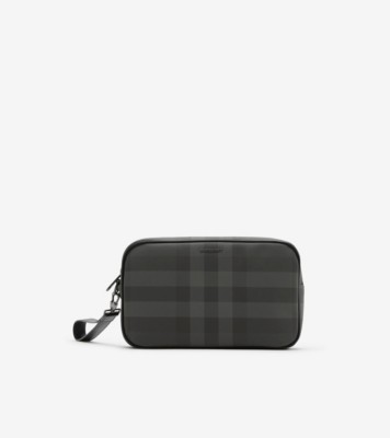 Burberry Bum Bag London Check Medium Dark Charcoal in Polyurethane/Leather  with Silver-tone - US