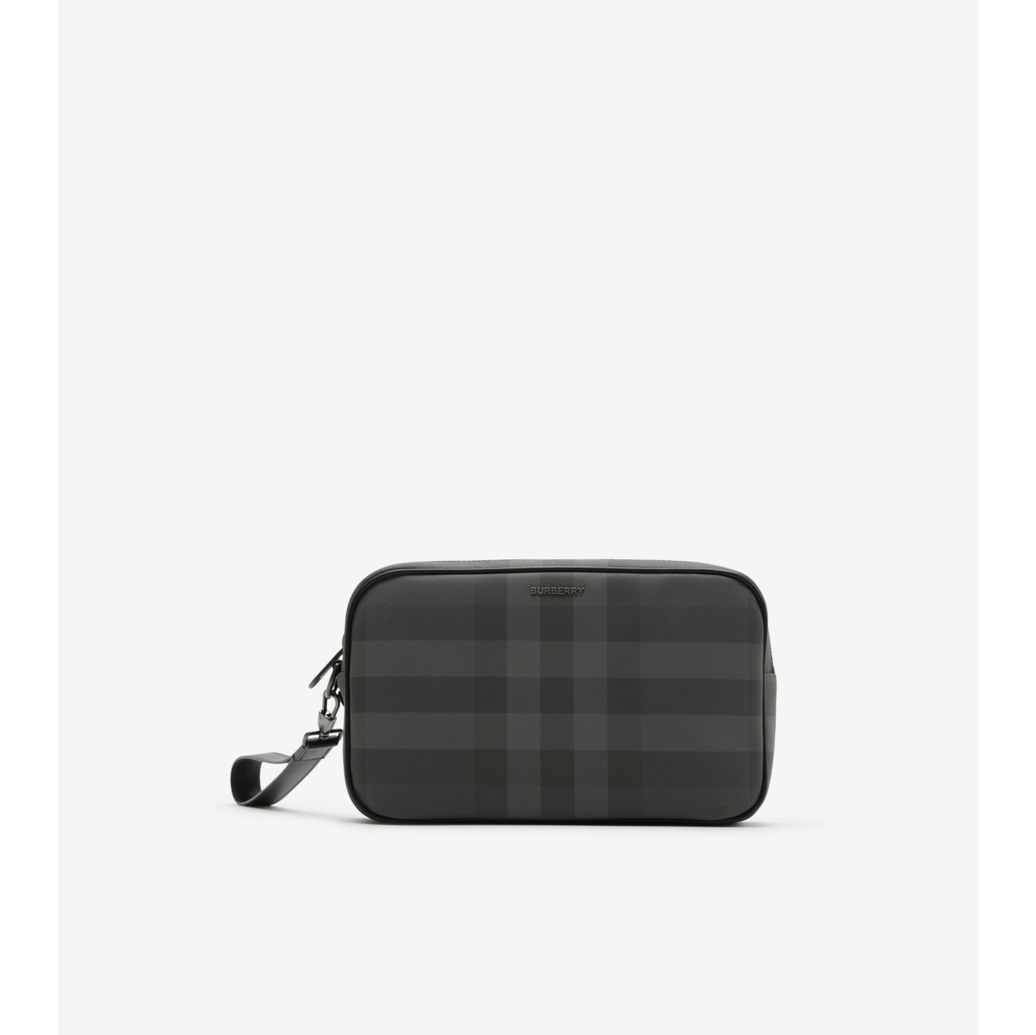Check Pouch in Charcoal - Men | Burberry® Official