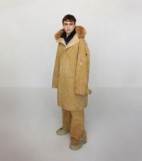 Cotton canvas and faux fur parka in timber 